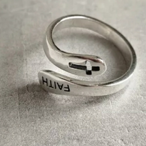 Moonlight Mysteries Sterling Silver Faith Inspirational Ring - .925 Silver, Size 4-15, Spiritual Message Band